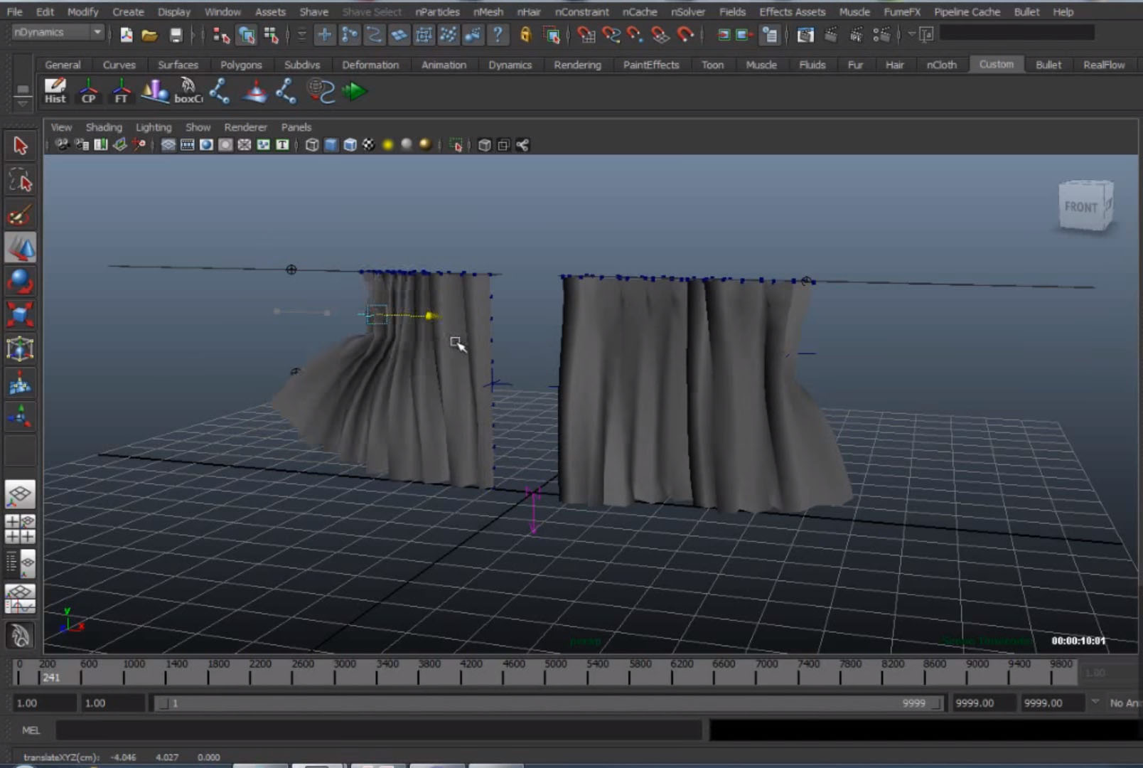 Maya 3D – nCloth – Dynamic Curtain