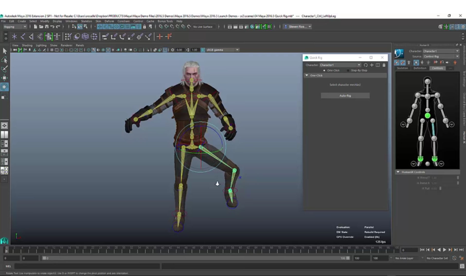 Quick auto rig in Maya 2017