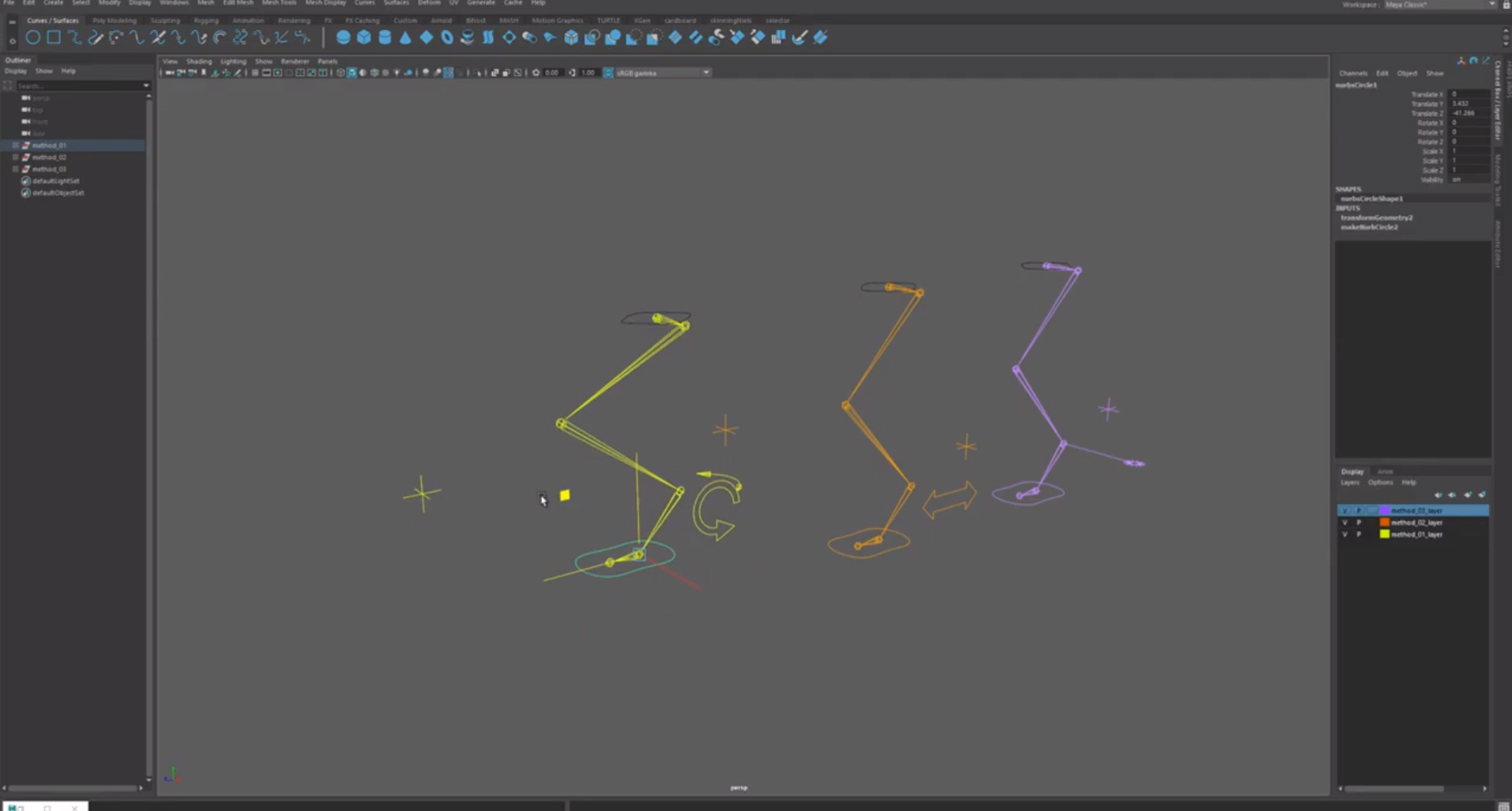 3 ways of rigging a reverse leg (dog leg) in Maya