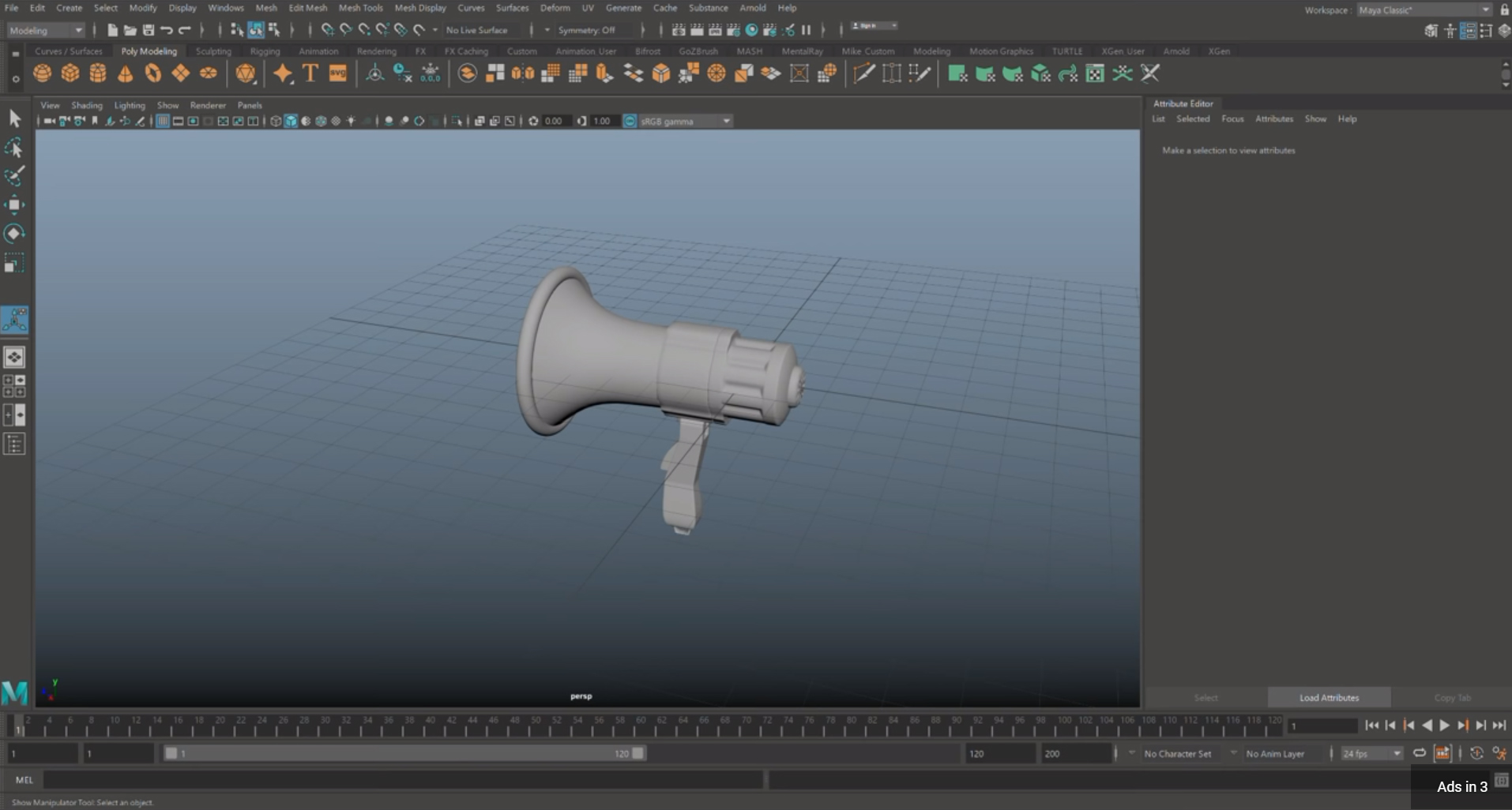 How to model a 3D Bullhorn in Maya 2019