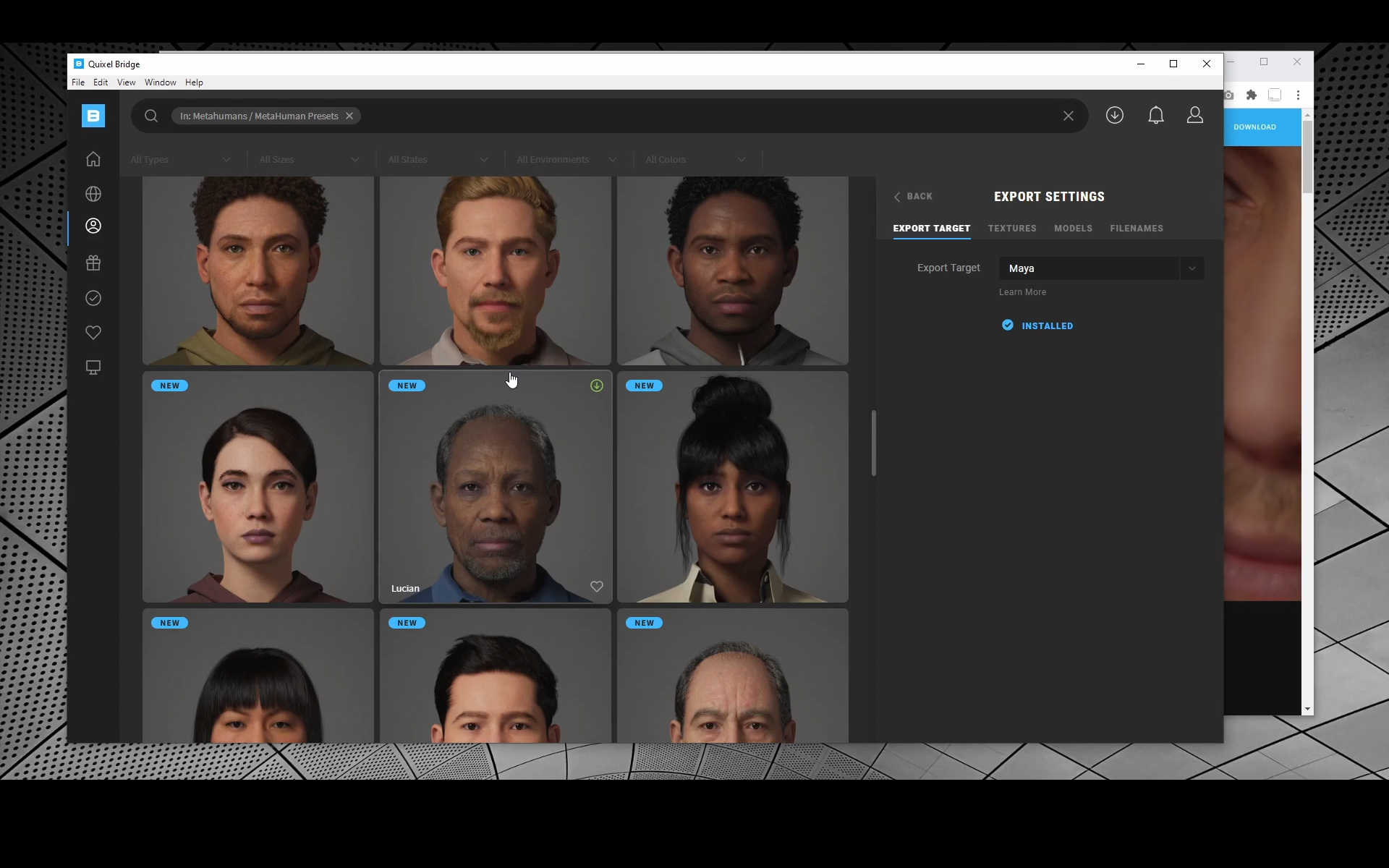 Epic MetaHuman Creator: Export Source Asset to Autodesk Maya
